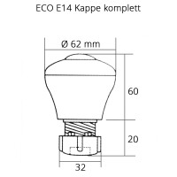 Eco Kappe komplett E14 Hals transparent Deckel gr&uuml;n