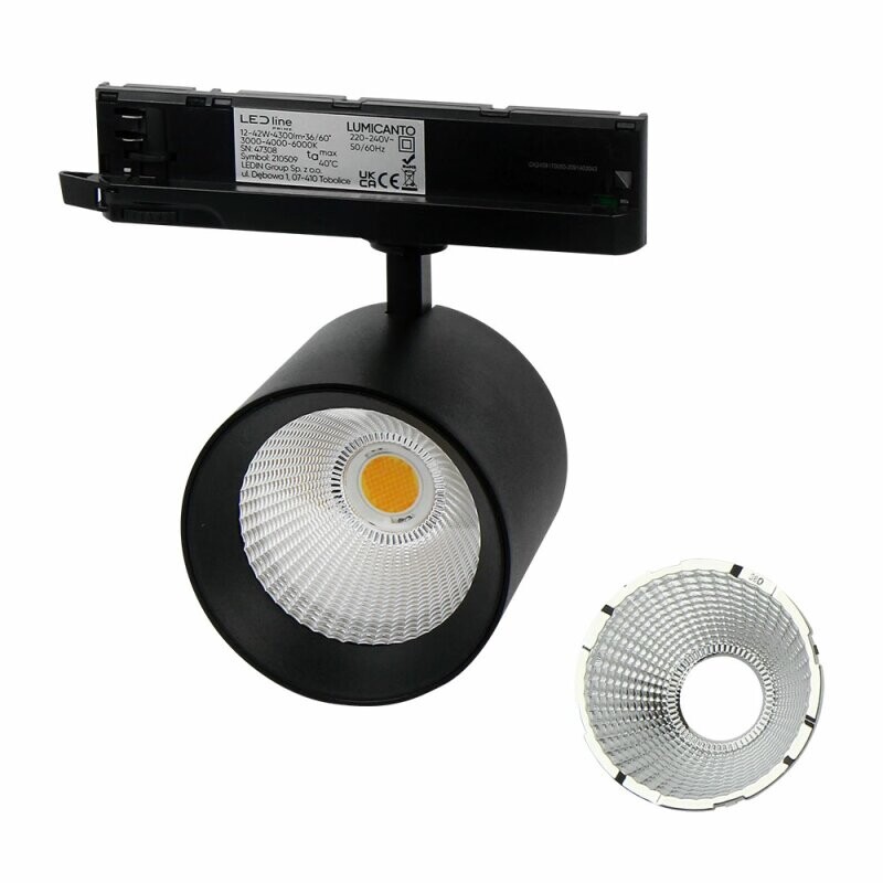 LED line 3-Phasen Stromschienenstrahler 12-42W schwarz...