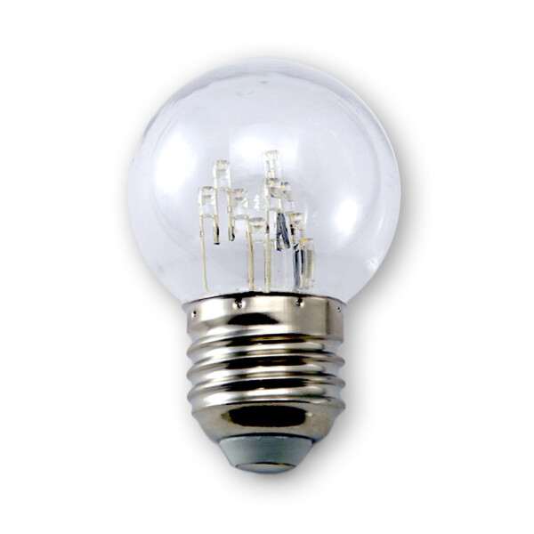 LED E27 Kugellampe 1W 11 LED&acute;s (Crown) G45 220V 3200K warmwei&szlig;